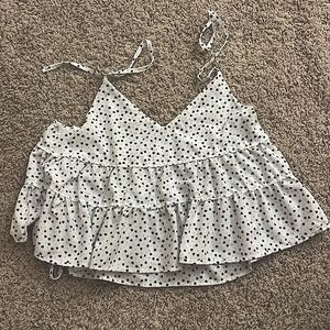 Cute tank top, white with hearts, size small